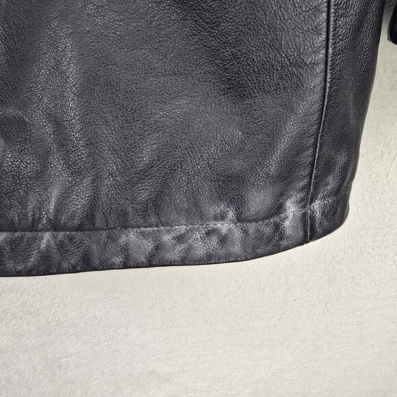 Vintage Gap Leather Jacket Mens Medium Black Peacoat Overcoat Y2K Quilted Lined - Picture 4 of 14